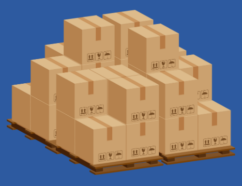 Pilha de caixas em um palete